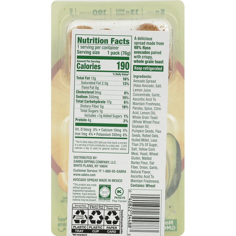 Sabra Breakfast Avocado Toast Avocado Spread (2.7 oz) Instacart