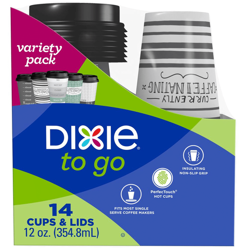 Dixie Cups & Lids, To Go, 12 Ounces, Variety Pack (14 ct) Instacart