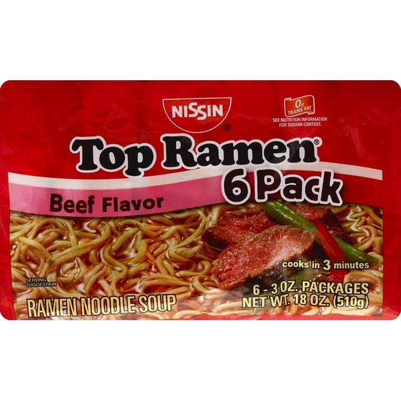 Nissin Soup, Ramen Noodle, Beef Flavor (6 each) from ShopRite - Instacart