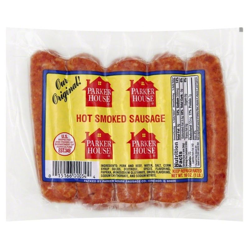 Parker House Smoked Sausage, Hot (16 oz) - Instacart