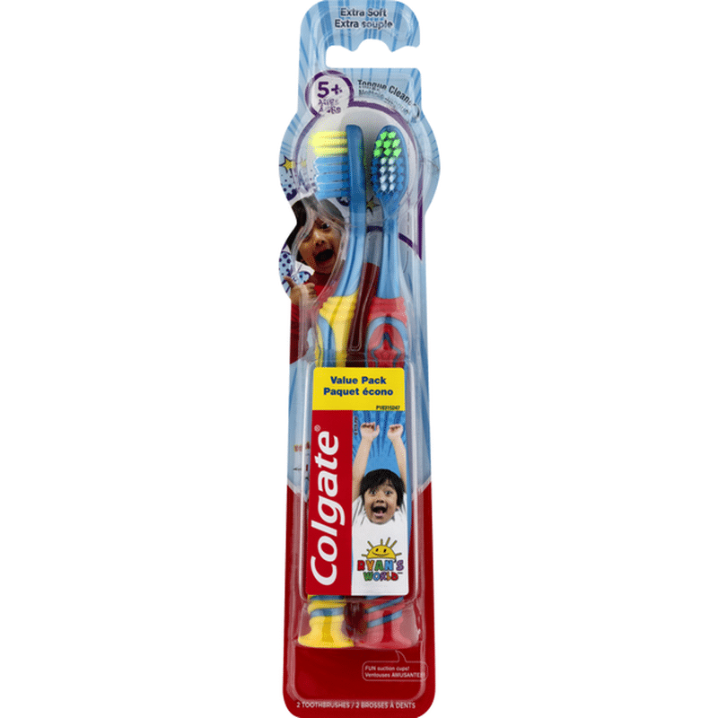 Colgate Toothbrushes, Extra Soft, Ryan's World, 5+ Years, Value Pack (2