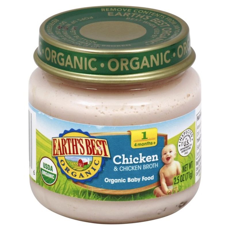 Earth's Best Stage 1 Chicken & Chicken Broth Organic Baby Food (2.5 oz ...