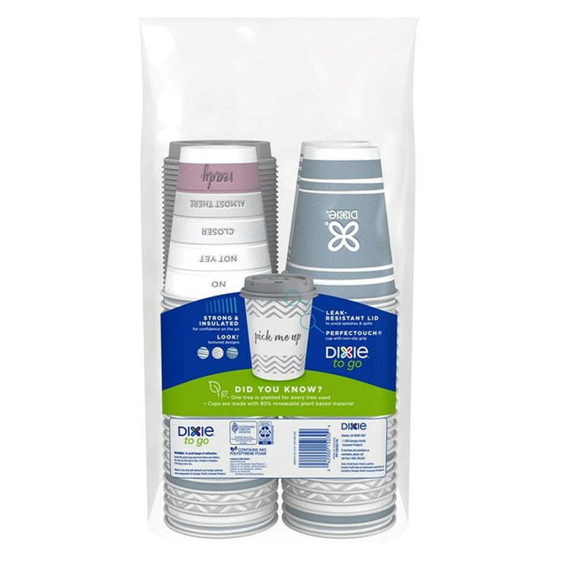 Dixie To Go Paper Coffee Cups & Lids, 12oz Disposable Hot Cups (Variety