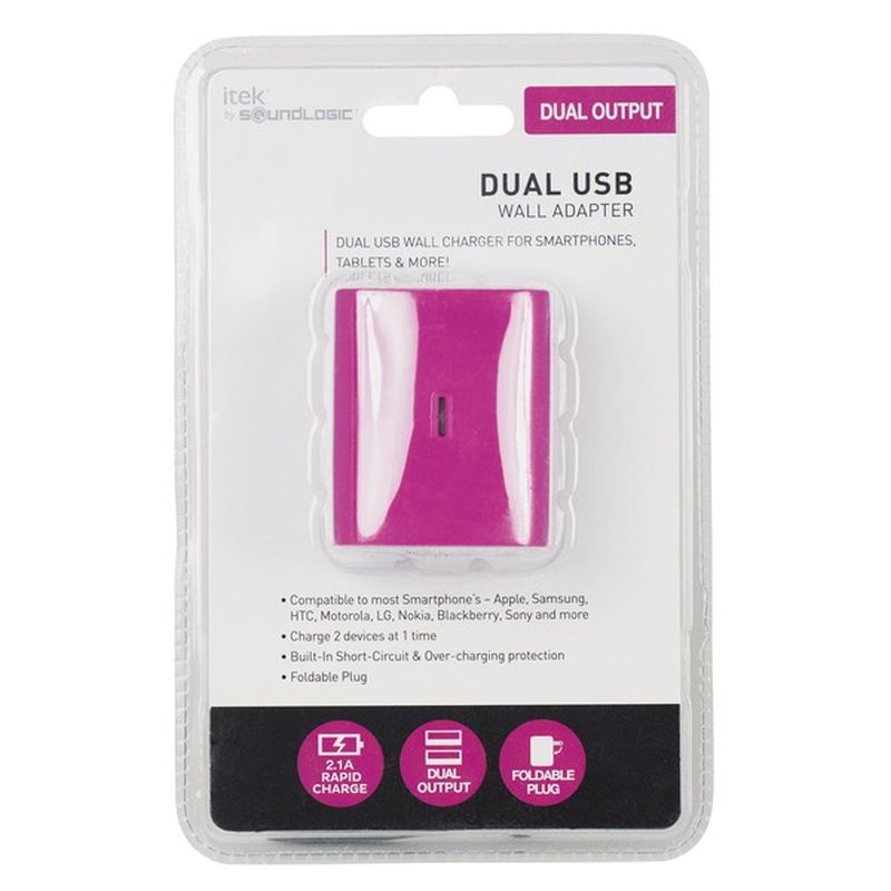 Itek Dual Usb Wall Adapter Purple