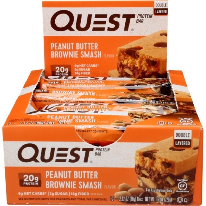 Quest Quest Protein Bar, Peanut Butter Brownie Smash, 20g Protein, 12Ct