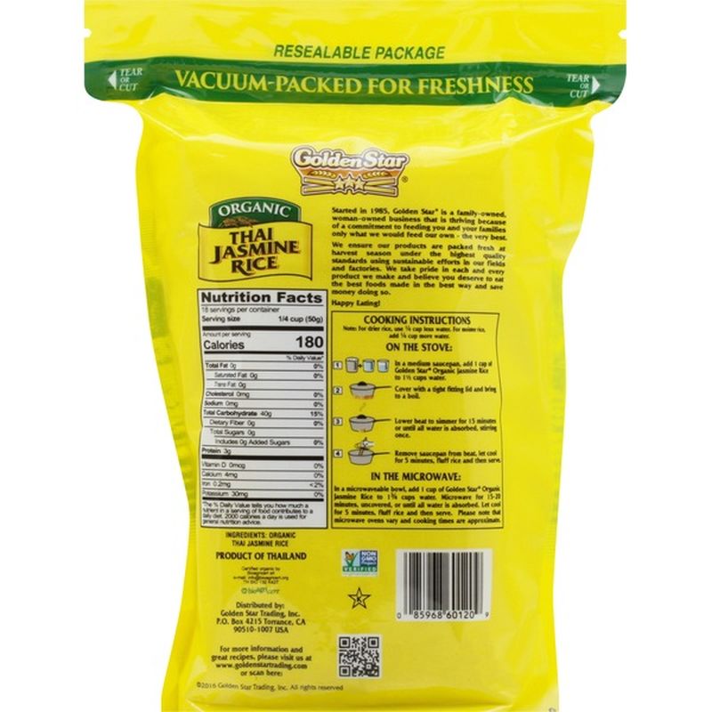 Golden Star Jasmine Rice, Organic, Thai (2 lb) - Instacart