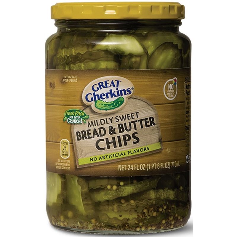 Great Gherkins Sweet Bread & Butter Sliced Pickles (24 fl oz) from ALDI