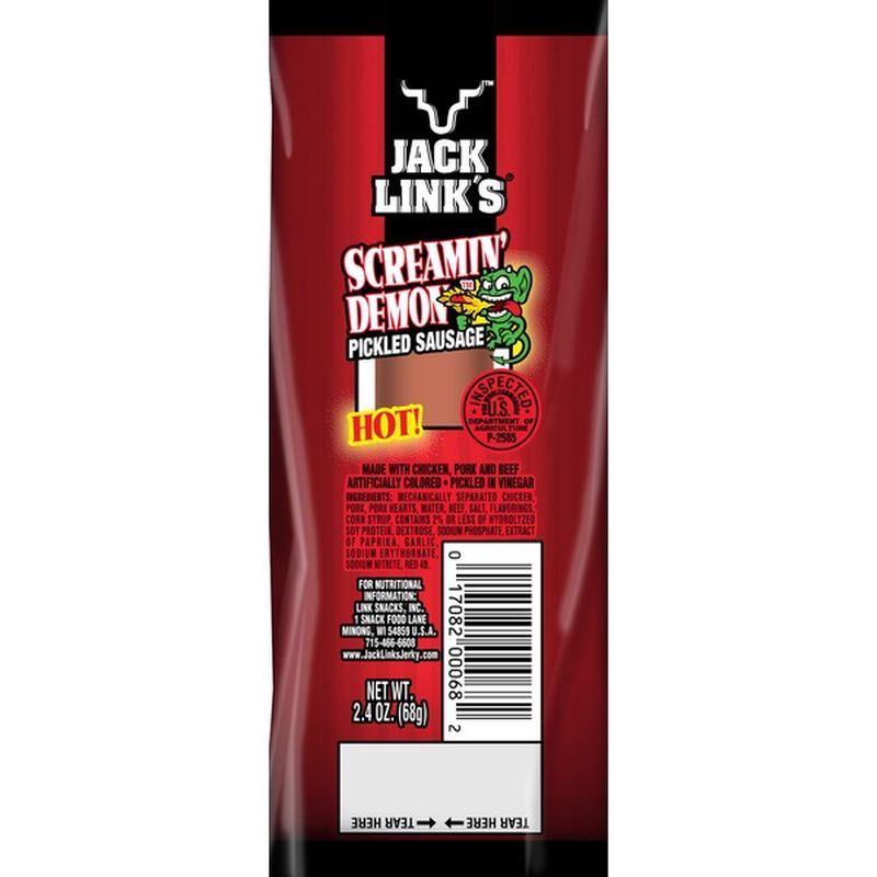 Jack Link's Screamin Demon Blazin Hot Pickled Sausage (2.4 oz) Instacart