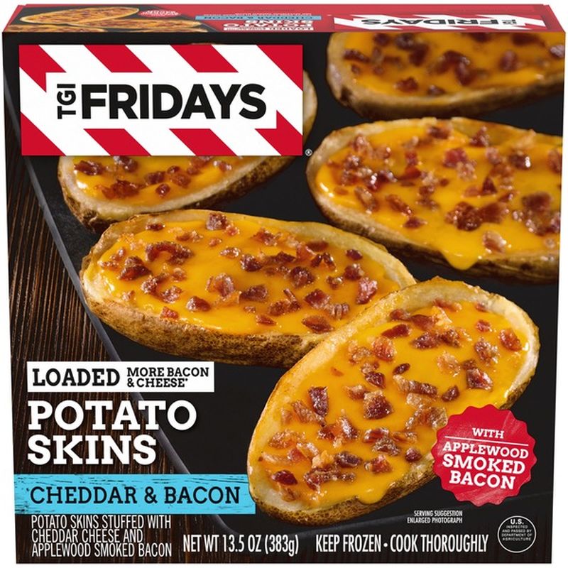 Tgif Loaded Cheddar Bacon Potato Skins Frozen Snacks 13 5 Oz Instacart