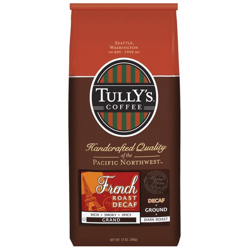 Tully's French Roast Decaf Ground Coffee (12 oz) Instacart