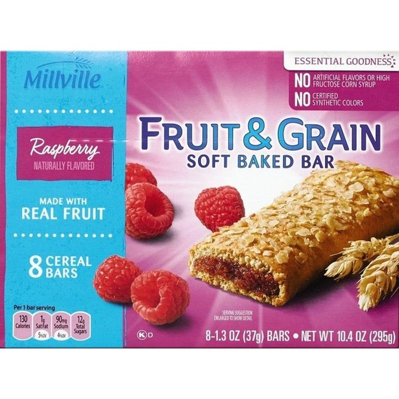Millville Raspberry Flavored Fruit & Grain Soft Baked Cereal Bar (1.3