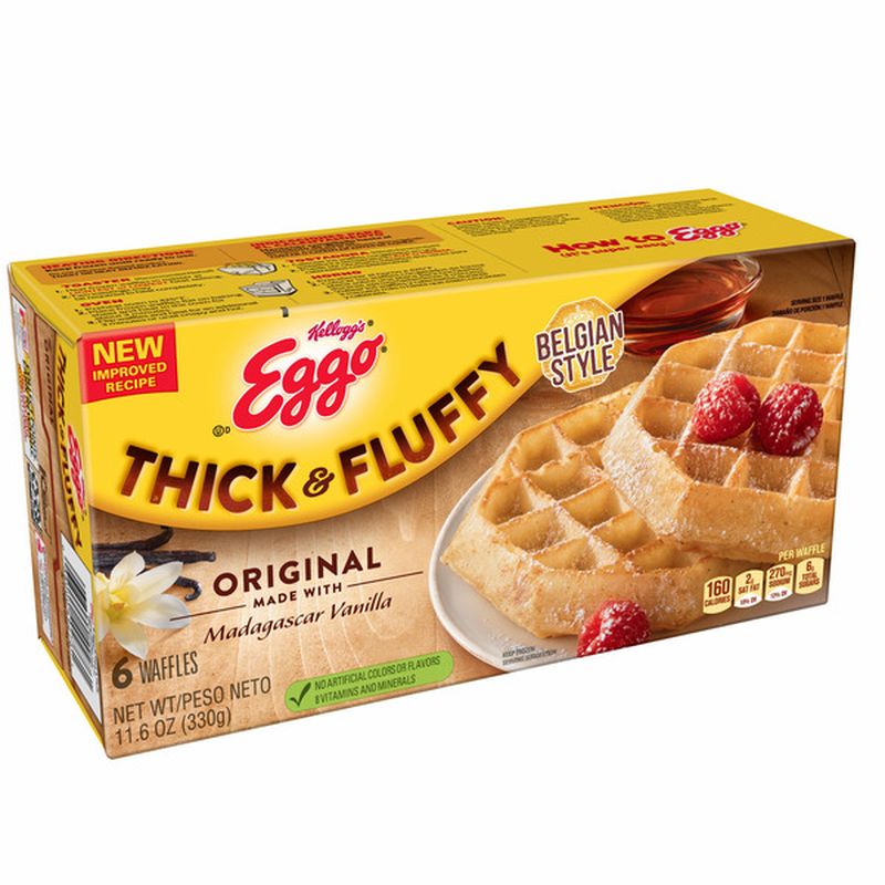 Eggo Thick And Fluffy Frozen Waffles, Frozen Breakfast, Belgian Style ...