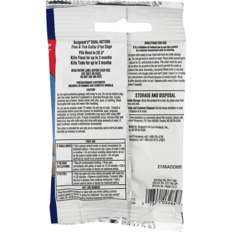 sergeant's dual action flea collar for dogs