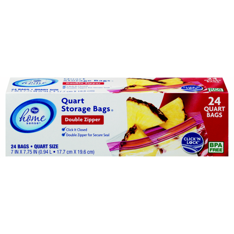 Kroger Homesense Double Zipper Quart Storage Bags (24 ct) Instacart