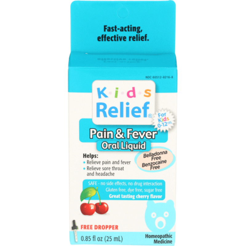 Kids Relief Pain & Fever Cherry Flavor Homeopathic Medicine (0.85 fl oz) Instacart