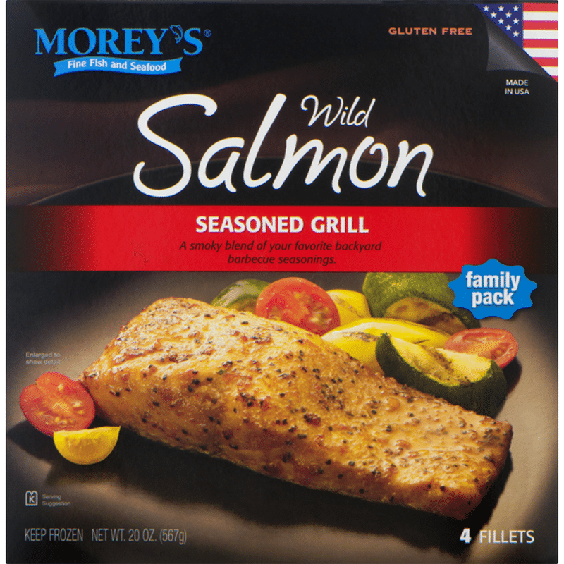 Morey's Moreys Wild Salmon Fillets, Gluten Free, Seasoned Grill, Family ...