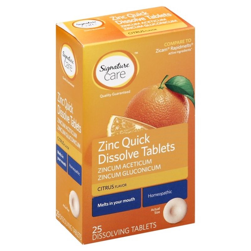Signature Care Zinc Quick Dissolve Tablets, Citrus (25 ct) Instacart