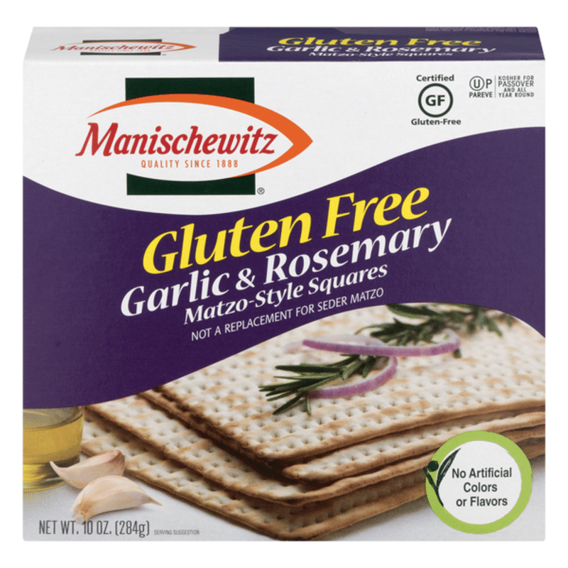 Manischewitz Gluten Free Matzo-Style Squares Garlic & Rosemary (10 Oz ...