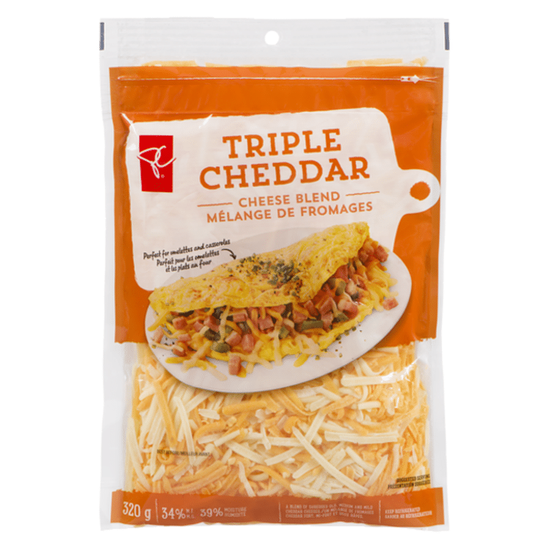 President's Choice Triple Cheddar Shredded Cheese Blend (320 g) Instacart