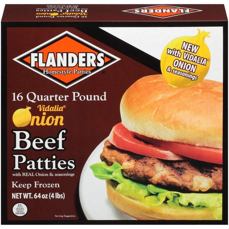 Flanders Homestyle Patties 16 Quarter Pound Vidalia Onion Beef Patties