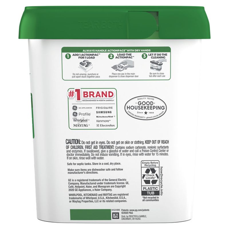 Cascade Free & Clear Actionpacs Dishwasher Detergent Pods, Lemon