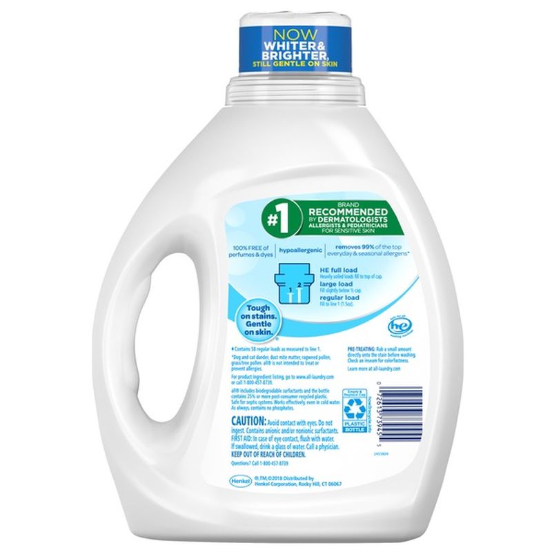 all Liquid Laundry Detergent, Free Clear for Sensitive Skin, 58 Loads