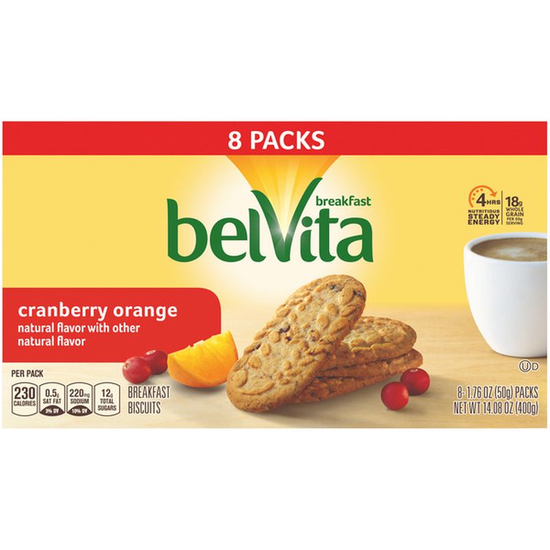 BelVita Cranberry Orange Breakfast Biscuits, 8 Packs (4 Biscuits Per ...