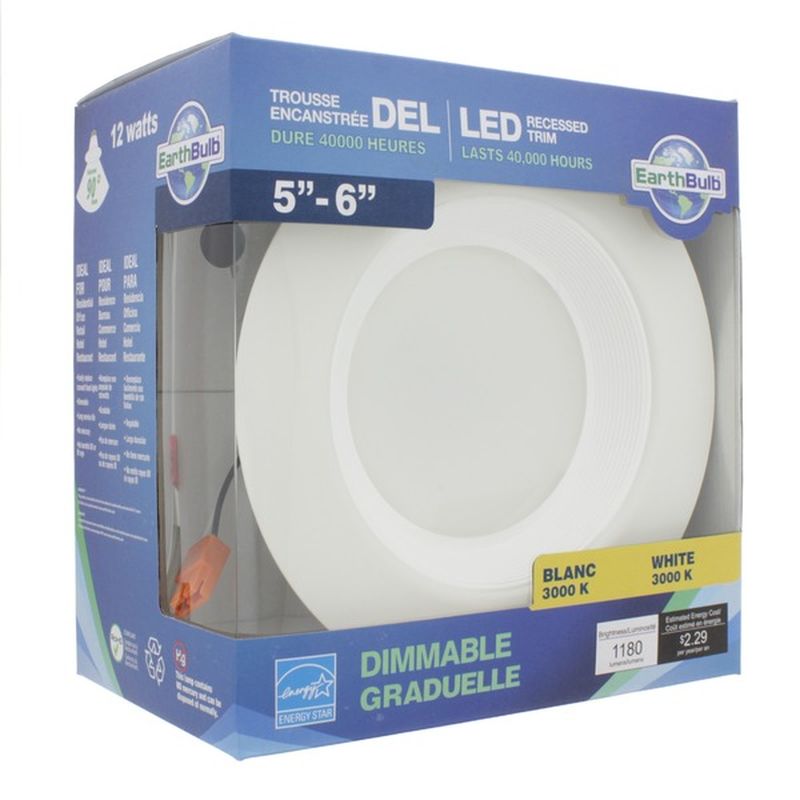 EarthBulb 12-Watt LED Recessed Trim, Dimmable Bulb