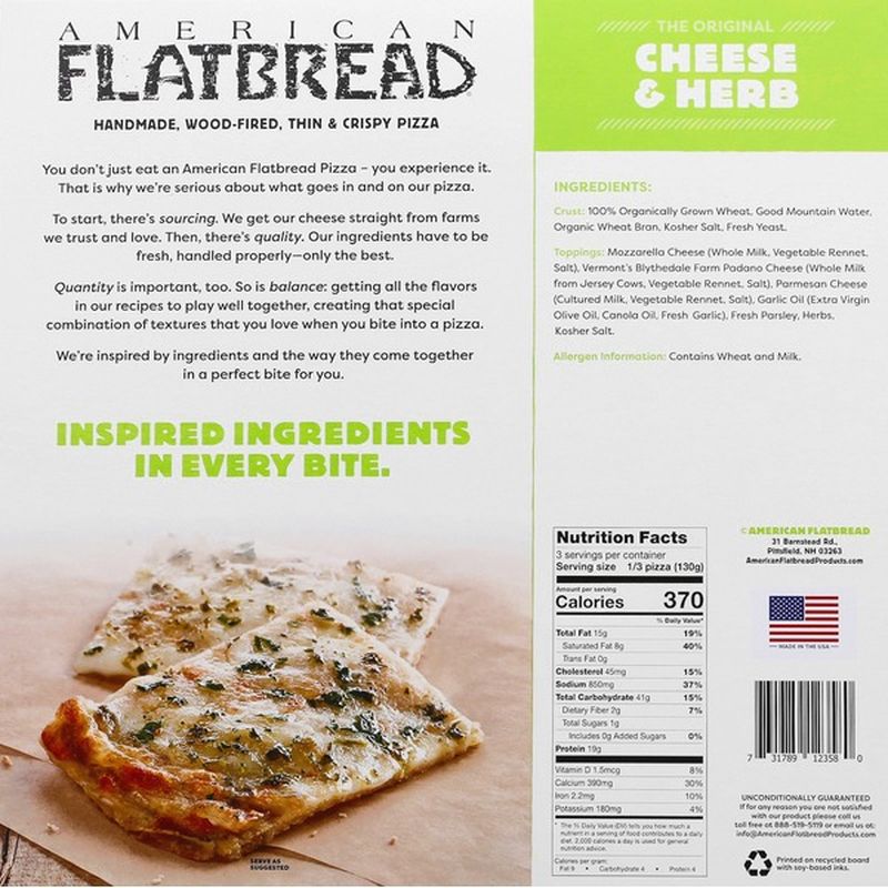 American Flatbread Pizza, The Original, Cheese & Herb (13.8 oz) Instacart