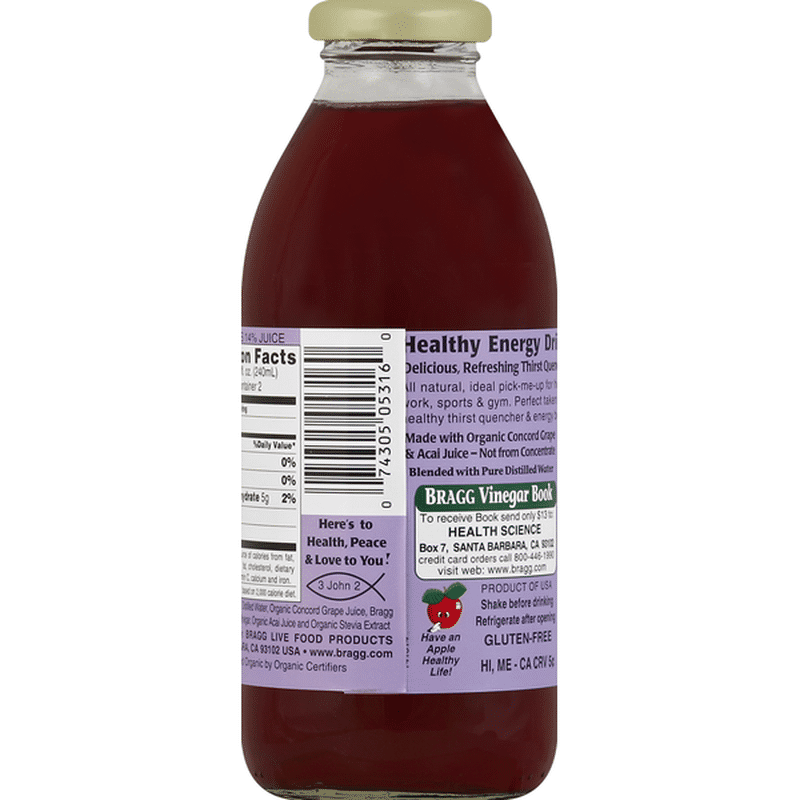 Bragg Apple Cider Vinegar Drink, Organic, Concord GrapeAcai (16 oz