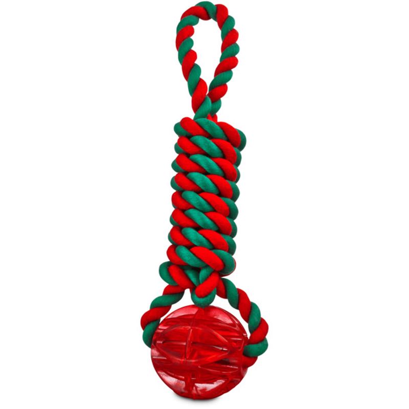 Time For Joy Large Rubber Ball & Rope Stick Dog Tug Toy