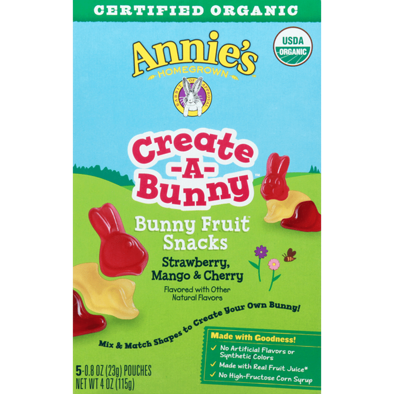 Annie's Bunny Fruit Snacks, Strawberry, Mango & Cherry, CreateABunny (5 each) Instacart