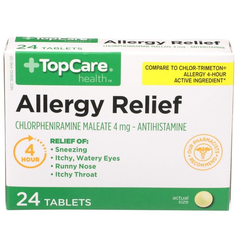 Top Care Allergy Relief Chlorpheniramine Maleate 4 Mg 4 Hour Antihistamine Tablets 24 Ct Instacart