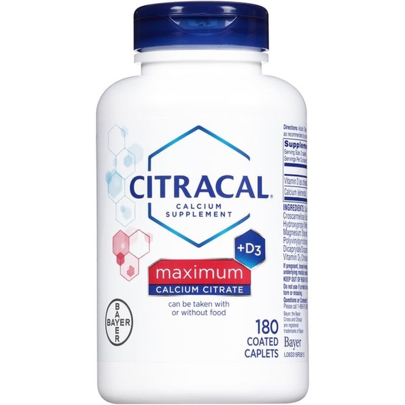 Citracal calcium citrate maximum coated caplets calcium supplement 180