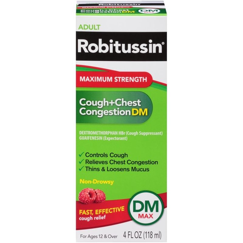 Robitussin Syrup Adult DM Max Maximum Strength Liquid Cough Suppressant ...