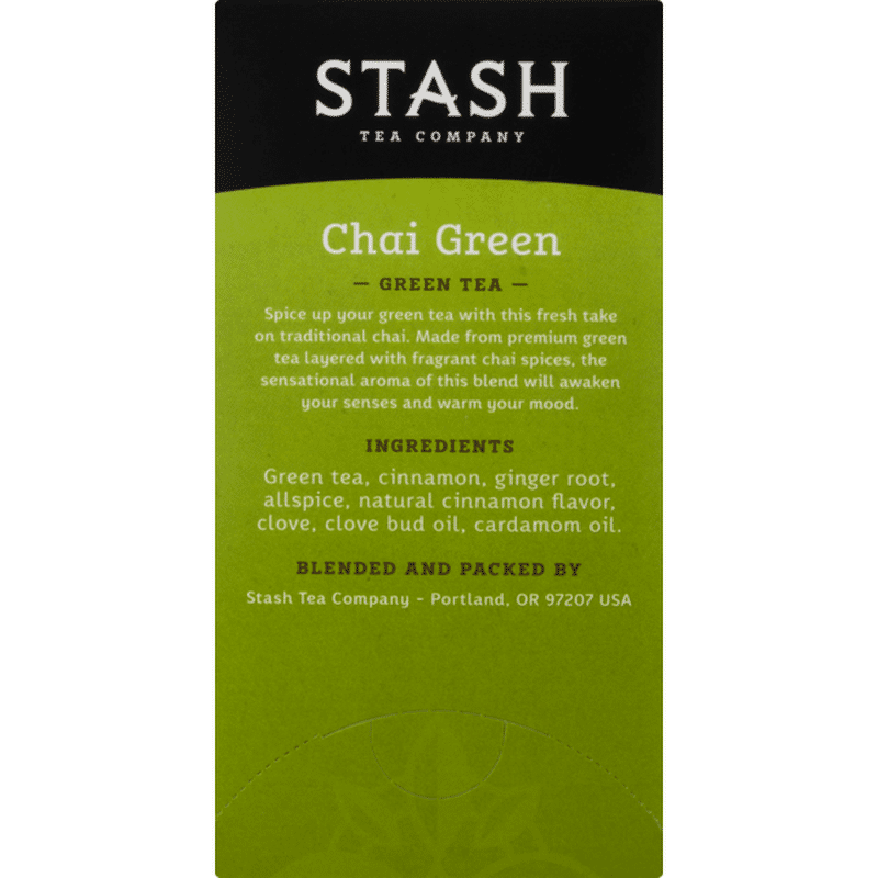Stash Tea Green Tea, Chai Green, Bags (20 ct) Instacart