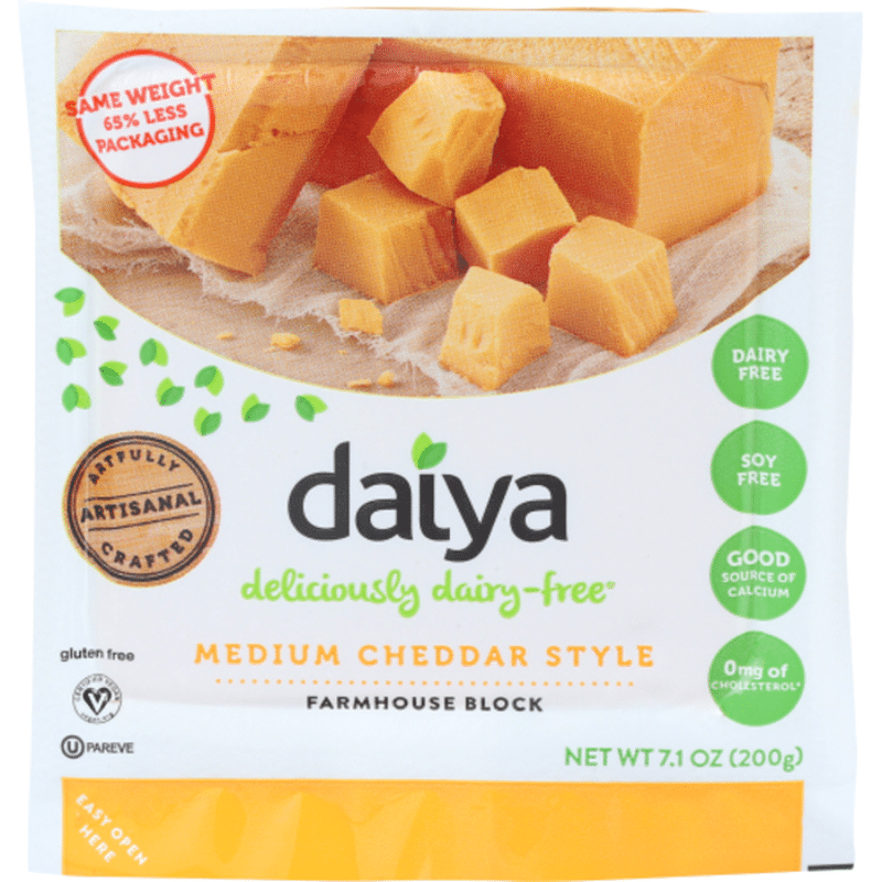 Daiya Cheese Block Medium Cheddar Style Dairy Free 7 1 Oz Instacart