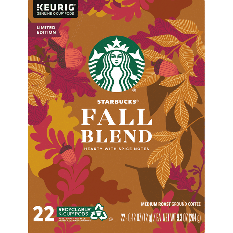 Starbucks Fall Blend Medium Roast Ground Coffee KCup Pods (0.42 oz