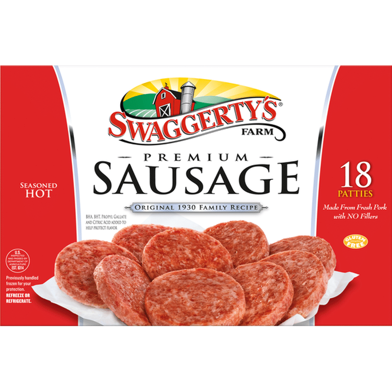 Swaggerty's Farm Sausage Patties, Seasoned Hot, Premium (18 each