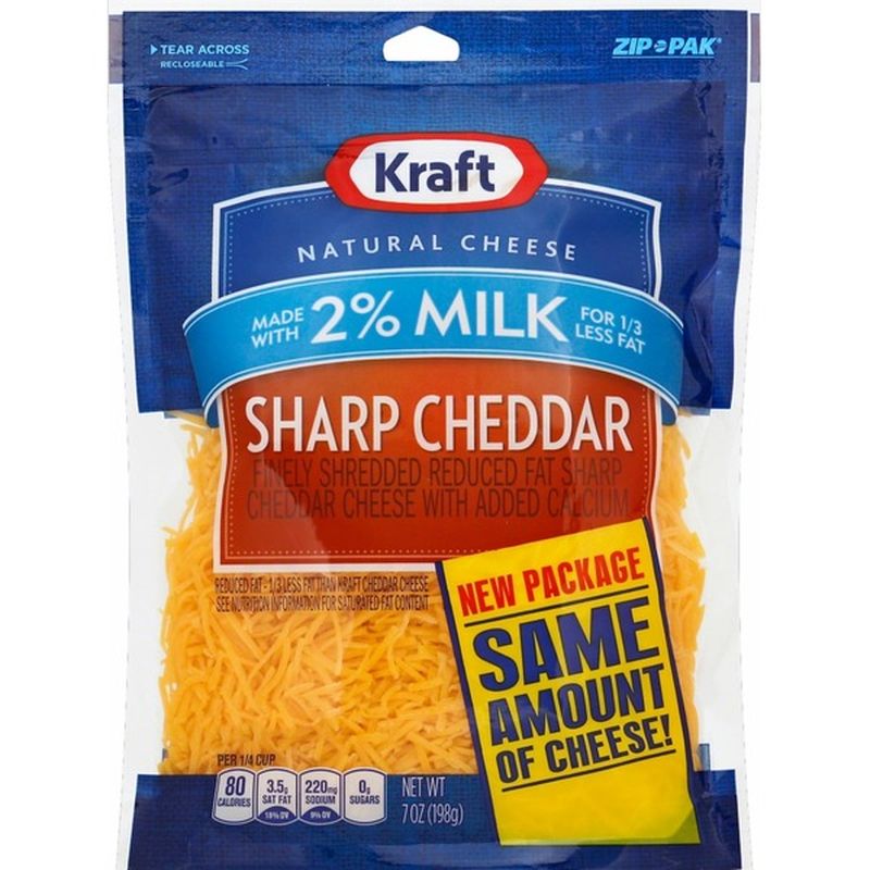 Kraft Shredded Reduced Fat Sharp Cheddar Cheese 7 Oz From Kroger Instacart 