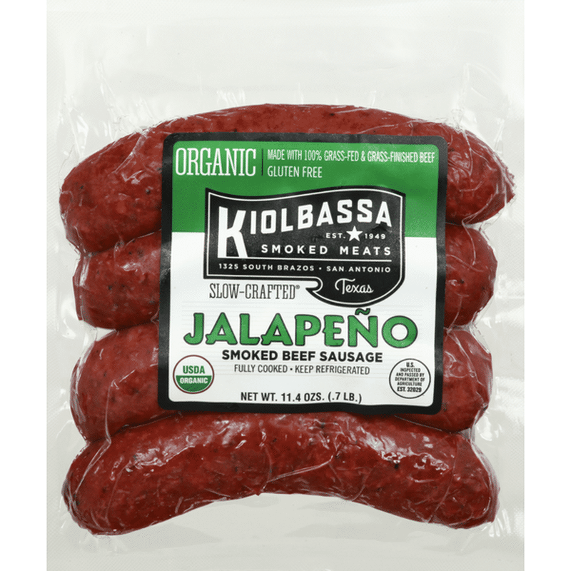Kiolbassa Smoked Beef Sausage, Organic, Jalapeno (11.4 oz) Delivery or