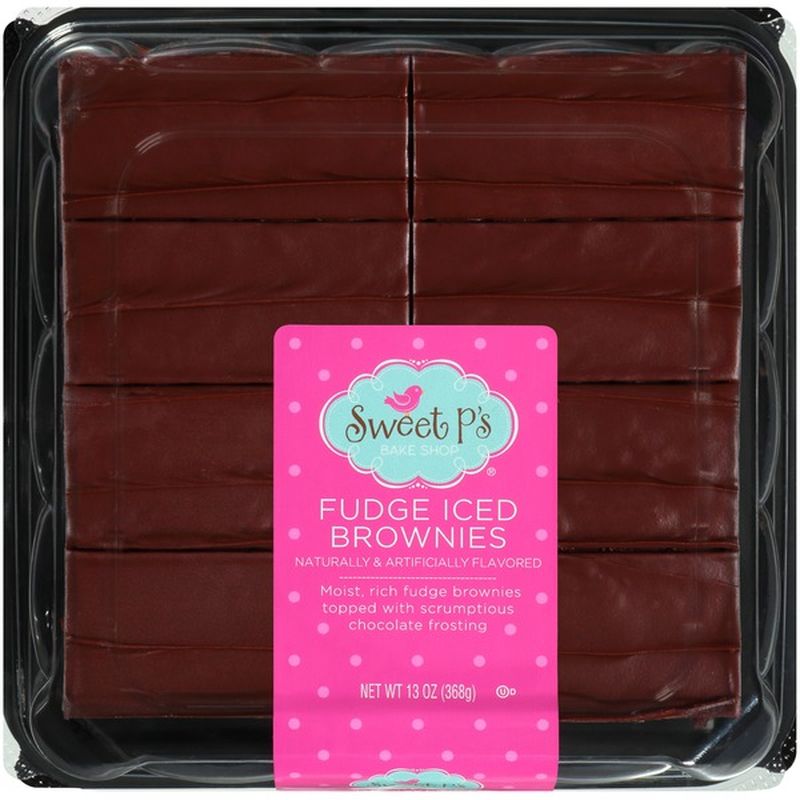 Sweet P's Moist, Rich Fudge Iced Brownies Topped With Scrumptious