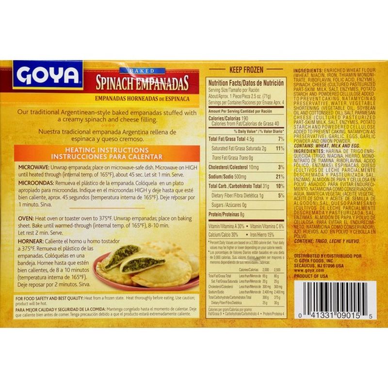 Goya Baked Spinach And Cheese Empanadas (10 oz) Instacart