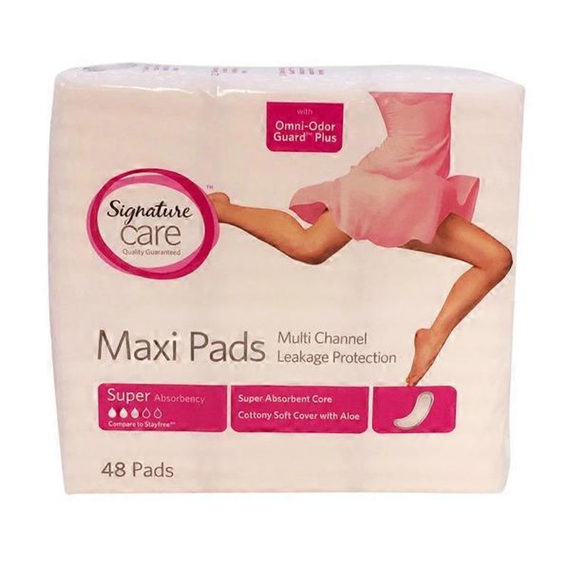 Signature Maxi Pads, Super Absorbency (48 each) Instacart