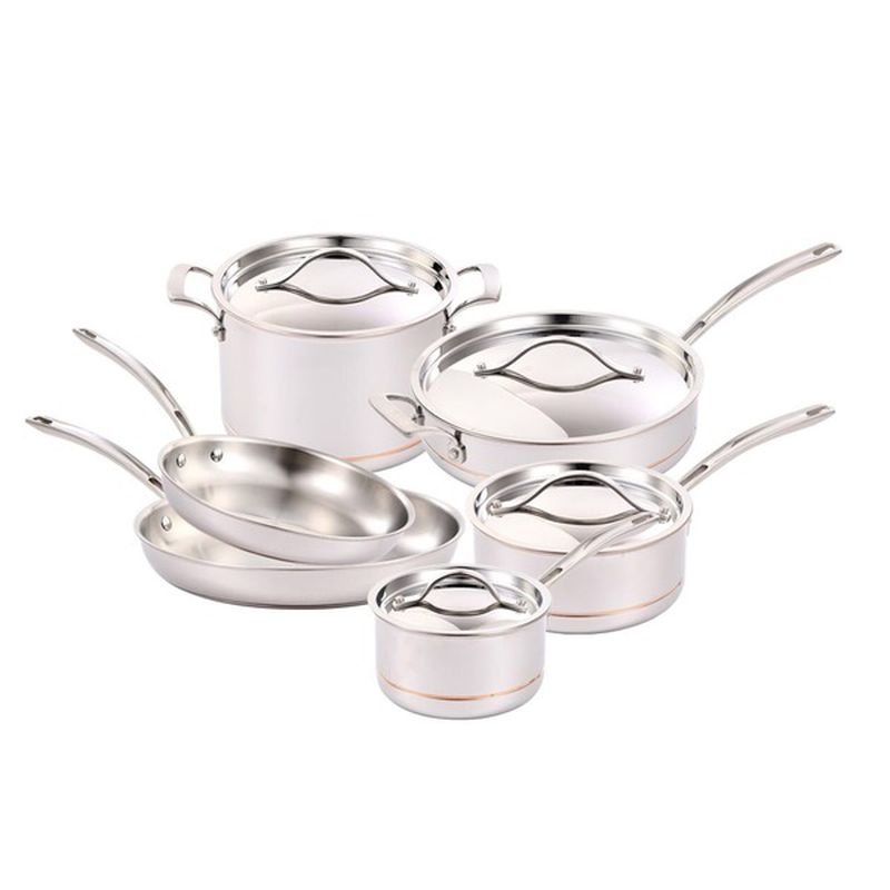 Kirkland Signature 10 Piece Stainless Steel 5 Ply Cookware Set (each