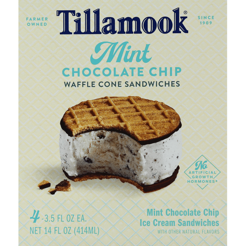 Tillamook Ice Cream Sandwiches, Mint Chocolate Chip (4 each) from