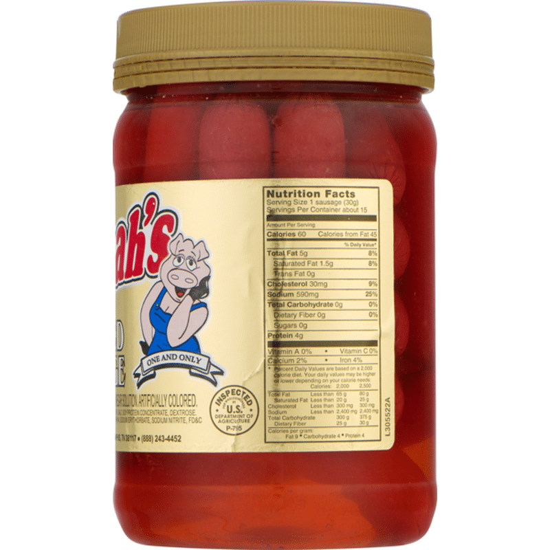 Hannah's Hannahs Pickled Sausage, Red Hot, Jar (16 oz