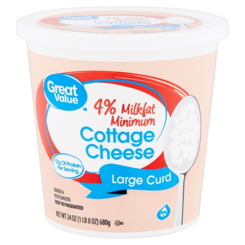 Great Value Large Curd 4% Milkfat Minimum Cottage Cheese (24 Oz ...