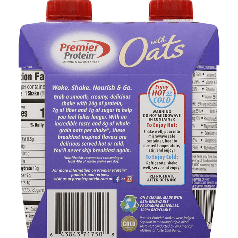 Premier Protein Shake with Oats, Blueberries & Cream, 4 Pack (4 each