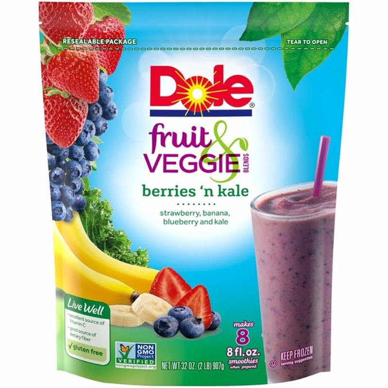 Dole Fruit & Veggie Blends Berries N Kale Smoothie Mix (32 oz) from